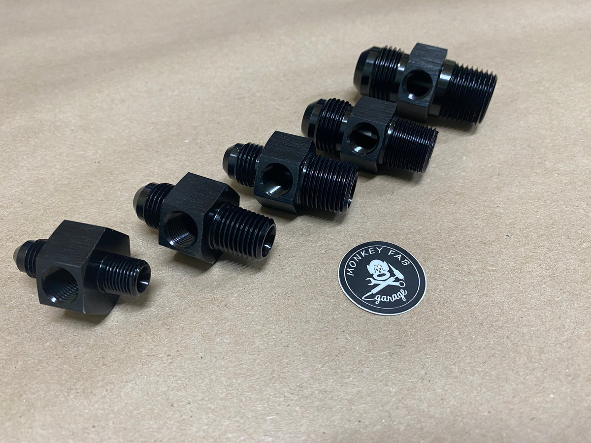 AN to NPT adapter with Gauge port