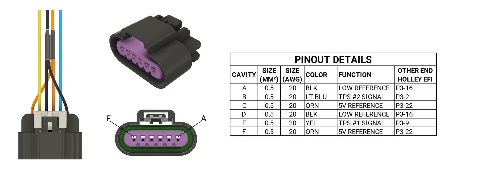 Drive by wire pedal connector GM, Holley DBW